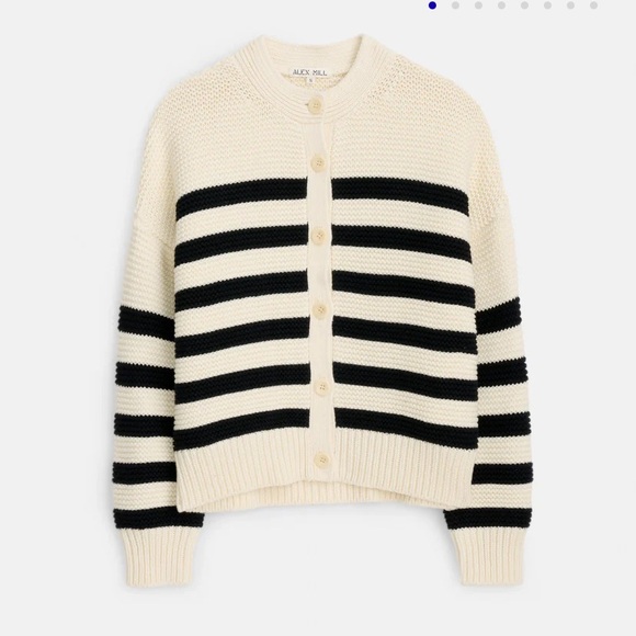 Alex Mill Sweaters - Alex Mill Cream and Black Striped Nico Knit Cardigan